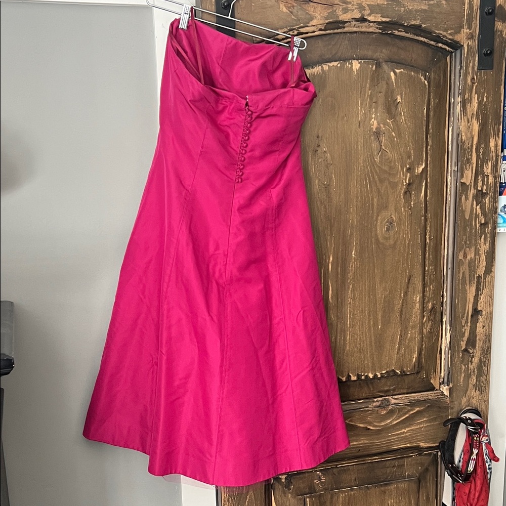 J. Crew Vibrant Pink A-Line strapless dress - Picture 3 of 5